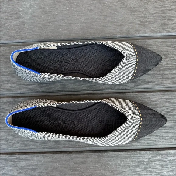 Rothy's The Point ll Grey Mist Cap Toe Women's Flats - Picture 2 of 5